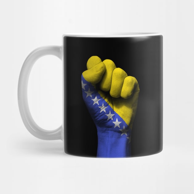 Flag of Bosnia and Herzegovina on a Raised Clenched Fist by jeffbartels